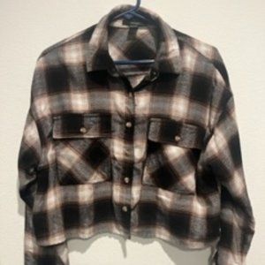 Girls Brown and White Plaid Forever 21 Button Up